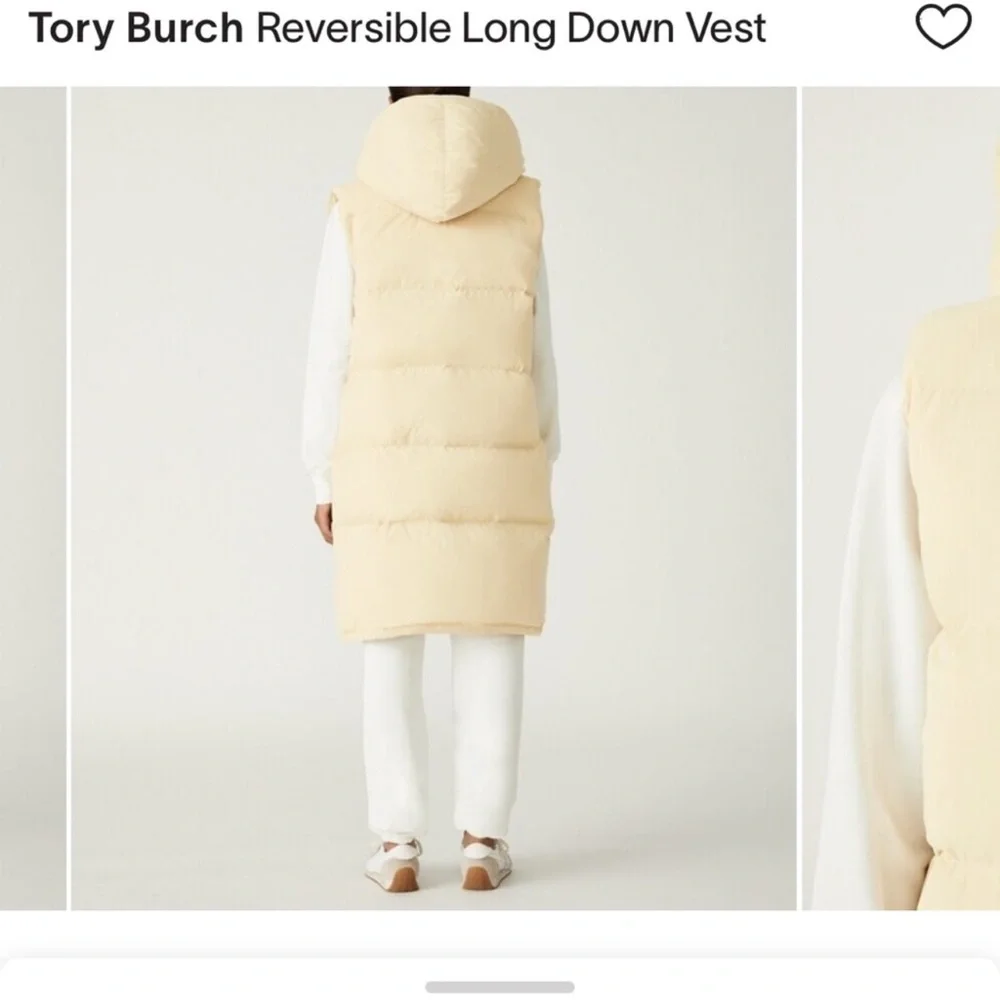Tory Burch Cream Long Down Vest size S